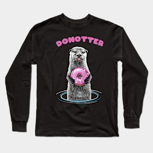 Donotter, Otter eat sweet pink donut, adorable animals and cute donuts Long Sleeve T-Shirt